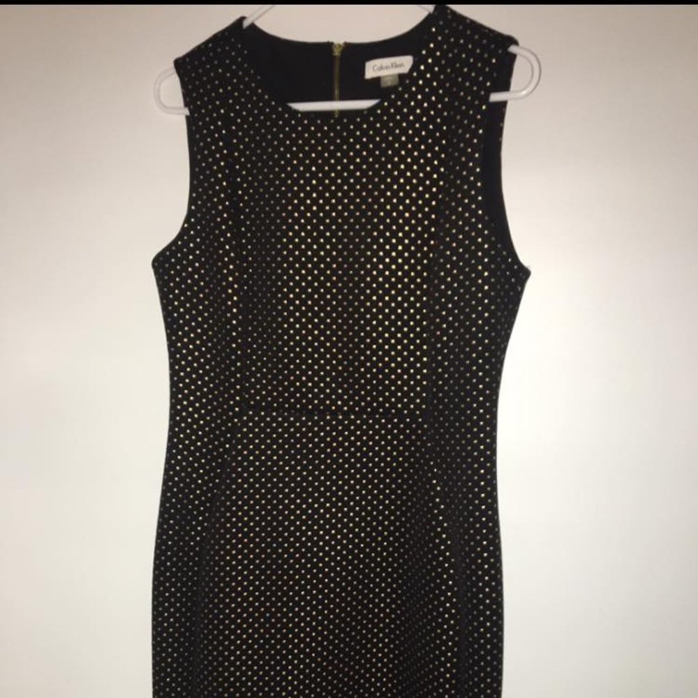 Calvin Klein black & gold studded dress